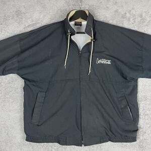 Vintage Coca-Cola Jacket Mens XL Black Hilton Active Apparel Mesh Lined USA 90s